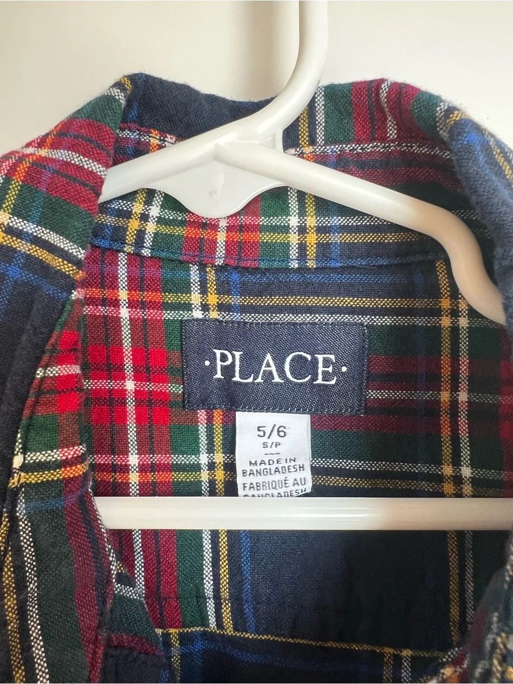 The Children's Place Navy, Red & Green Plaid Button-Down Shirt